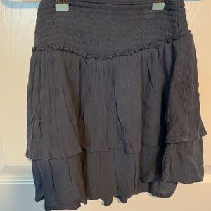Hollister Gray Bubble Mini Skirt with Smocked Tiered Design